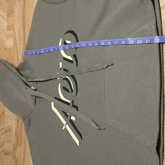 Aeropostale Sport Cropped Front Pocket Hoodie 1X Army Green - Picture 4 of 11